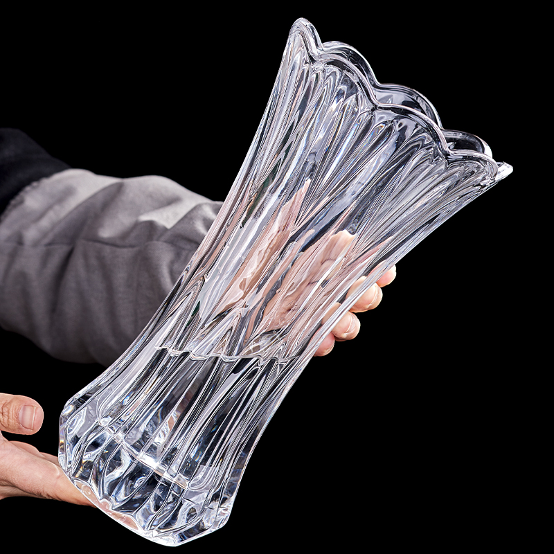 简约现代特大号玻璃花瓶透明水养富贵竹百合客厅家用鲜花插花摆件