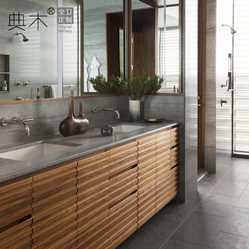 岩板一体盆中式浴室柜组合北欧卫生间洗漱台现代洗手洗脸盆柜定制