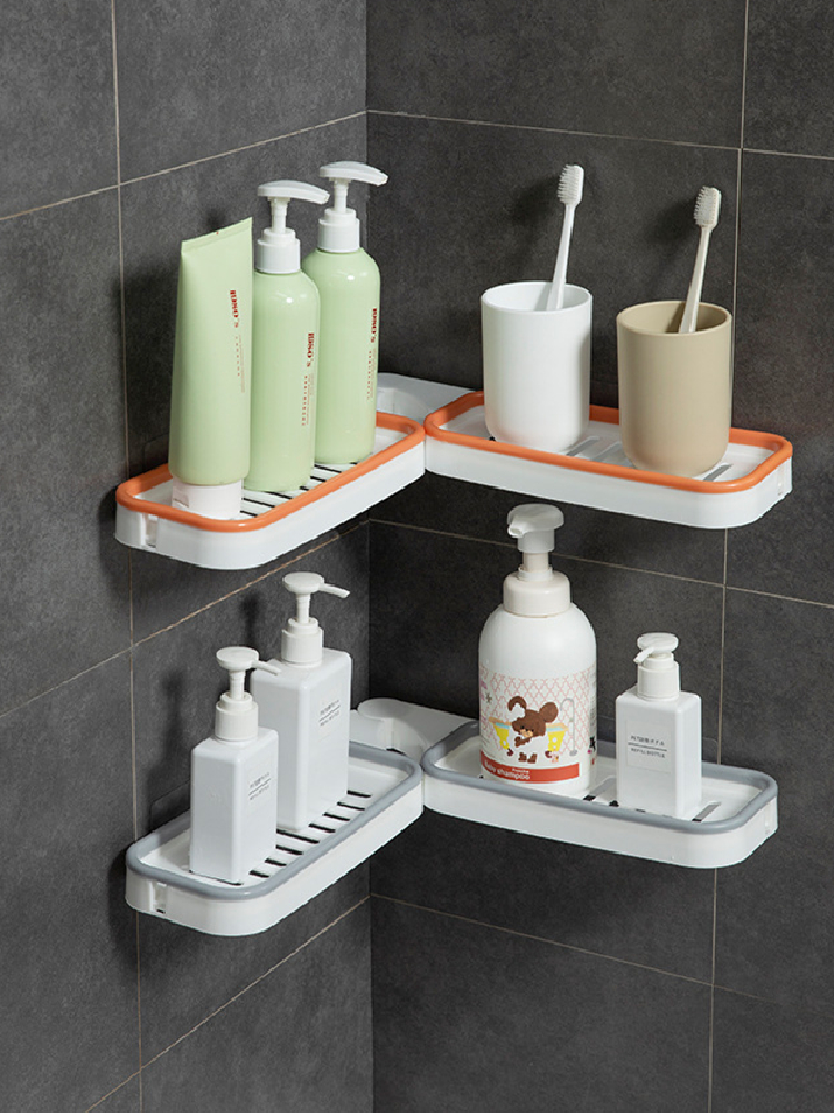 家用浴室转角肥皂盒卫生间免打孔墙角置物架吸盘拐角香皂盒三角架