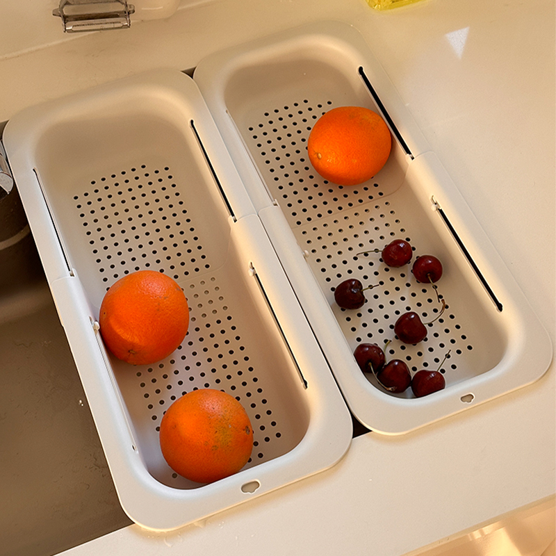 白屿 可伸缩洗水果沥水篮厨房塑料洗菜盆淘菜盆水槽新款