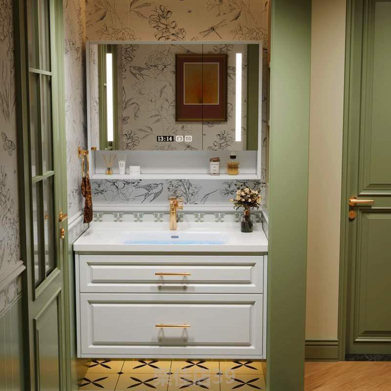 浴室柜!陶瓷法式轻奢洗手柜台盆组一体洗漱美式卫生间卫浴盆岩板