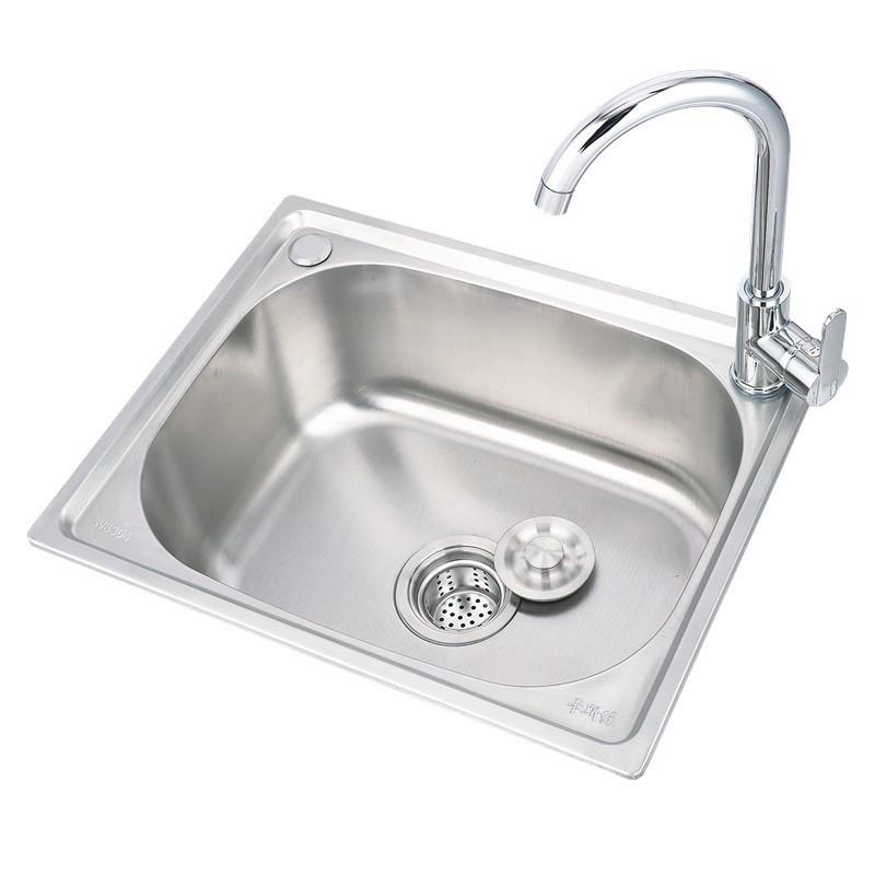 304不锈钢水槽单槽厨房洗菜盆洗碗盆单盆加厚洗碗W池大单槽套装