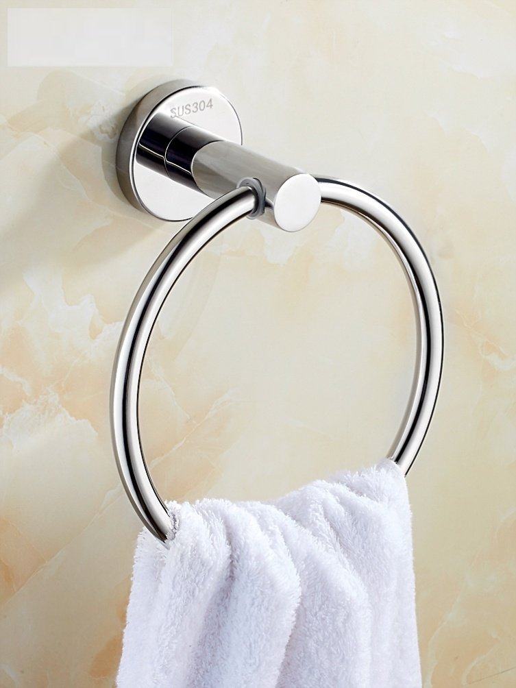 免打孔毛巾环浴巾架打孔式厕所圆圈工程洗手间加厚擦手巾安装挂钩