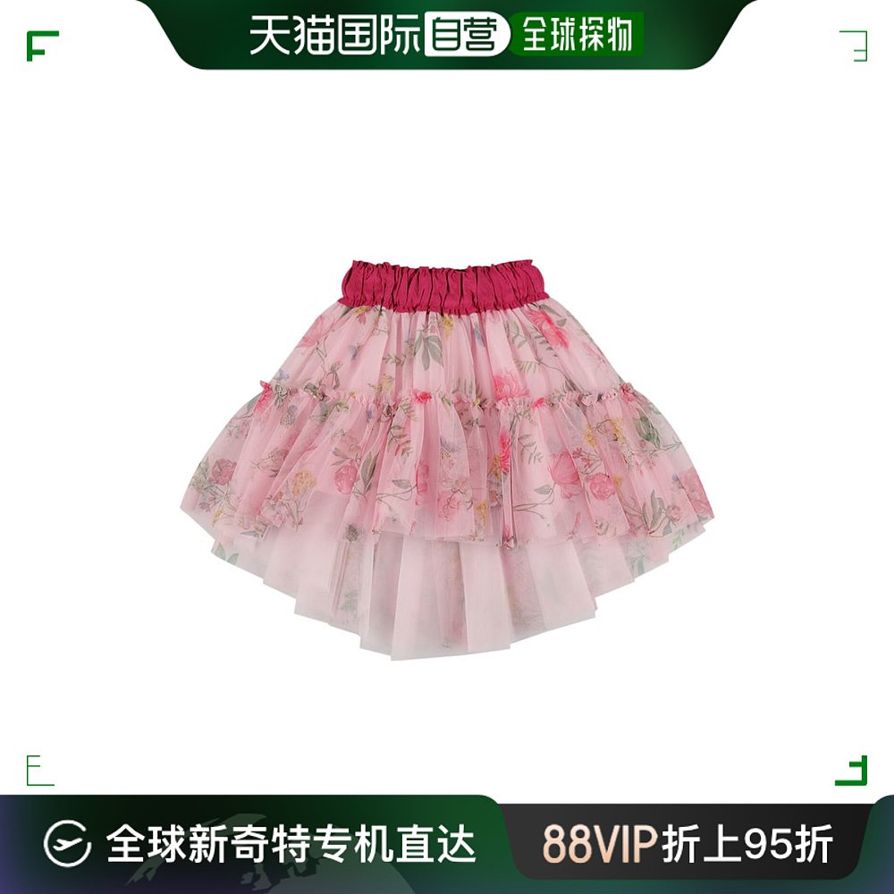 香港直邮Monnalisa 女童褶饰薄纱长半身裙童装