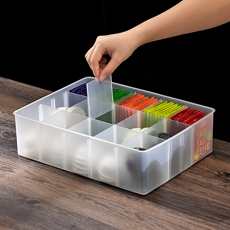 茶具收纳盒桌面茶杯水杯茶叶包分格盒长方形透明防尘整理置物箱子