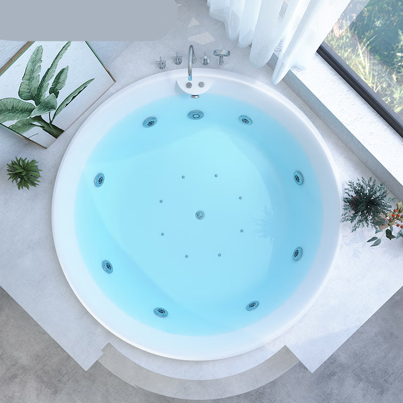 亚克力圆形浴缸家用嵌入式成人小户型1.2-1.5米欧式按摩浴池五件|