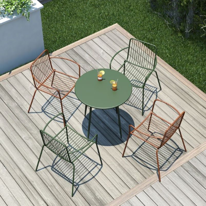 北欧简约彩色休闲桌椅铁艺奶茶店咖啡厅阳台露天庭院花园桌椅组合