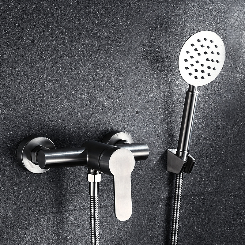 SUS304不锈钢淋浴花洒套装家用卫生间浴缸三联水龙头淋雨花洒拉丝