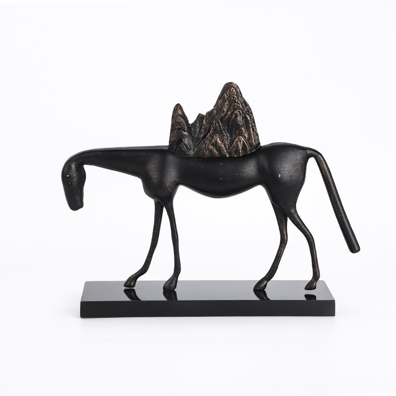 新中式简约黑色马摆件酒柜样板间雕塑摆设售楼处电视柜桌面装饰品