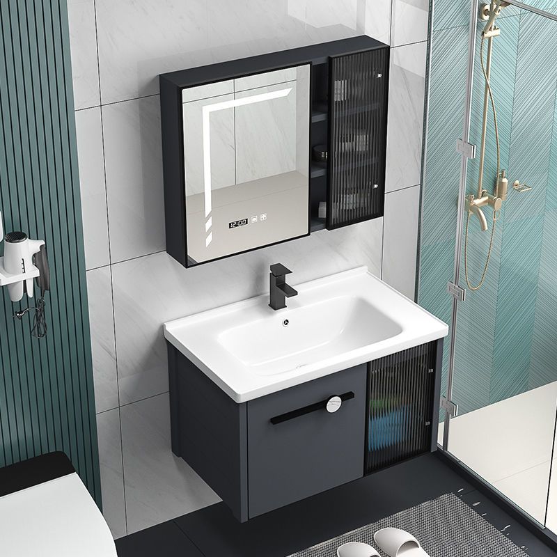 新款太空铝浴室柜卫生间洗脸盆柜组合一体陶瓷洗手盆面盆智能镜柜
