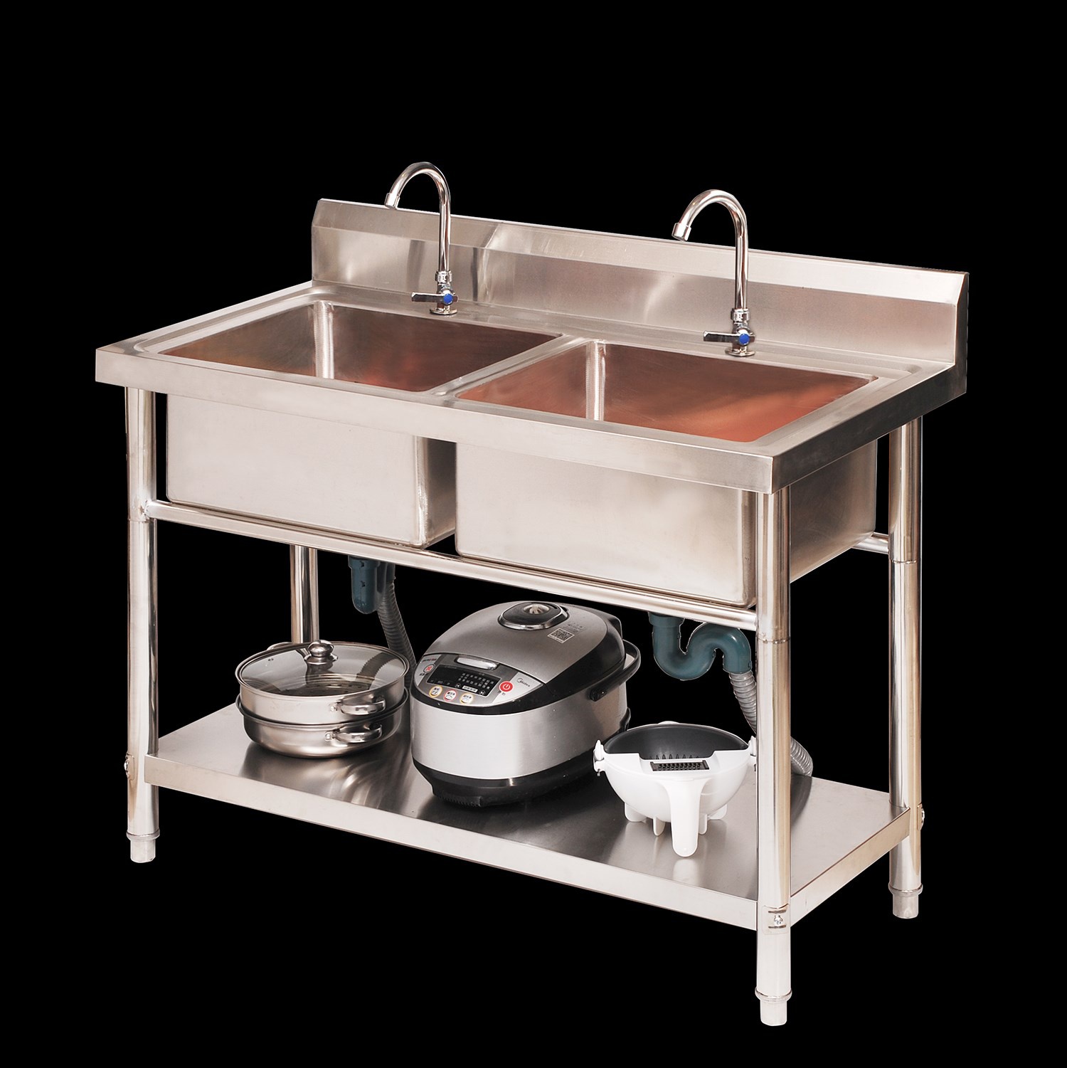 推荐置物架洗碗水槽水池双槽洗菜盆商用池厨房家用带不锈钢单槽洗