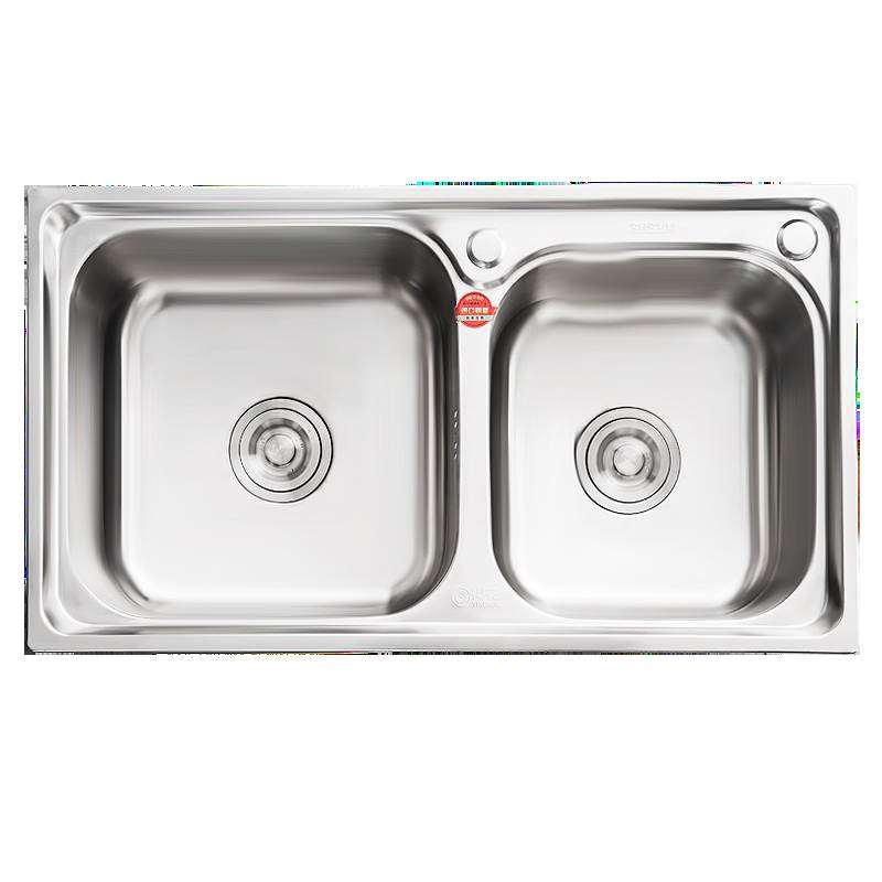 厨房304不锈钢拉丝水槽双槽套餐加厚不锈钢小双槽双盆水斗洗菜盆