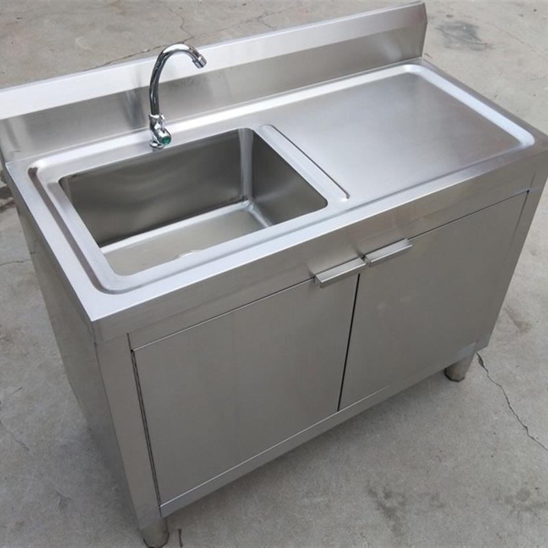 加厚整体橱柜厨房不锈钢双水槽水槽带柜子洗菜盆水盆带龙头套餐操