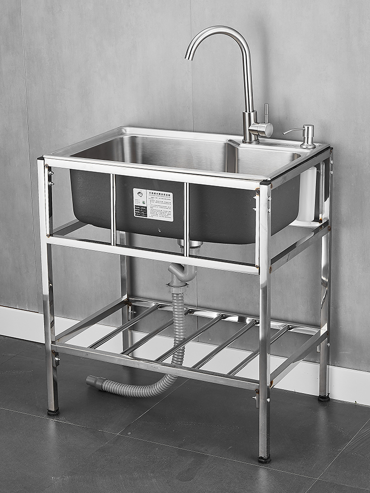 厨房304不锈钢水槽洗菜盆双槽单槽带支架水池洗碗槽洗手盆池架子