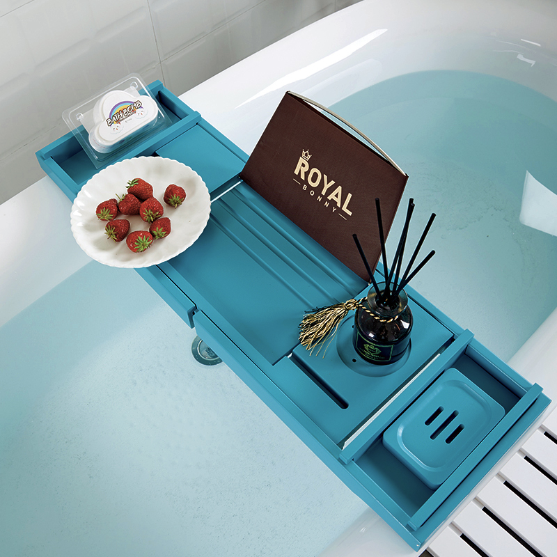 诺宝尼浴缸置物架轻奢浴室厕所可伸缩泡澡平板架子卫生间浴桶托盘