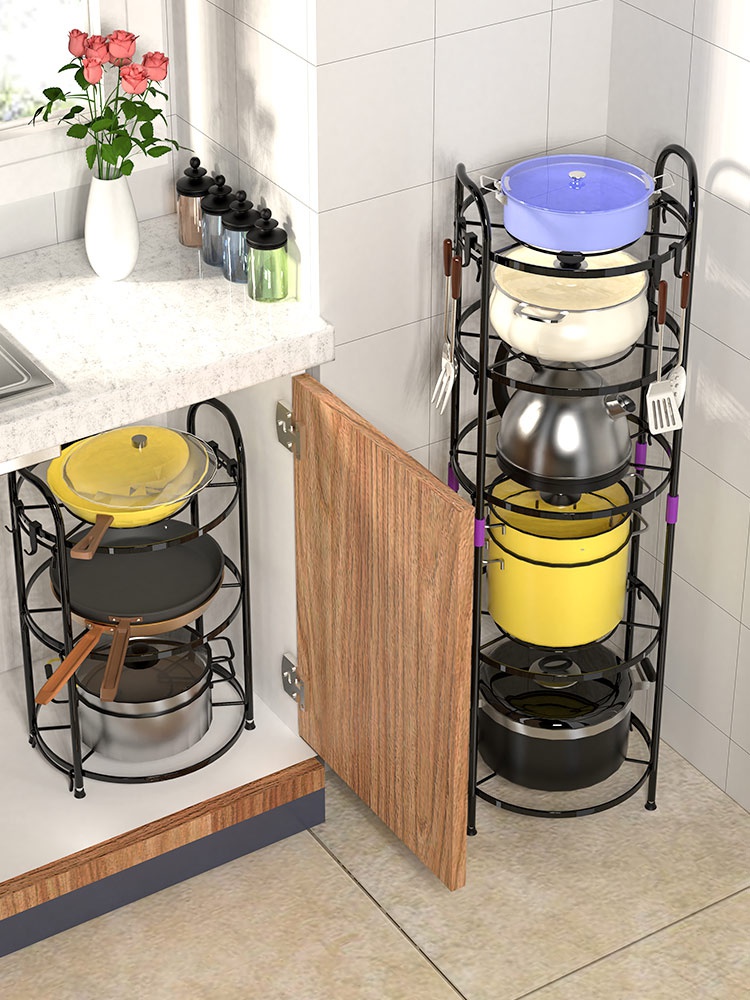 厨房置物架落地多层用品家用多功能下水槽橱柜放锅架转角收纳架子