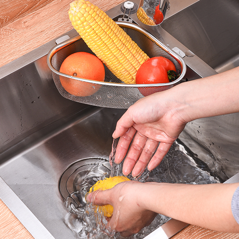 懒人厨房沥水篮沥水槽洗菜盆洗碗不锈钢过滤沥水池厨房三角置物架
