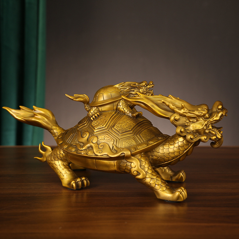 纯铜龙龟摆件 纯铜母子龙龟龙头龟铜制母子龟客厅办公室大号