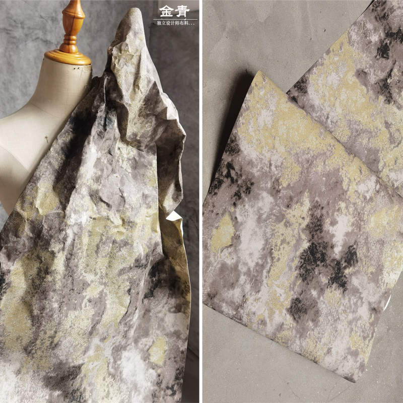 不规则松黄石纹肌理纹原生态花岗岩纹路创意时尚高档服装面料服饰