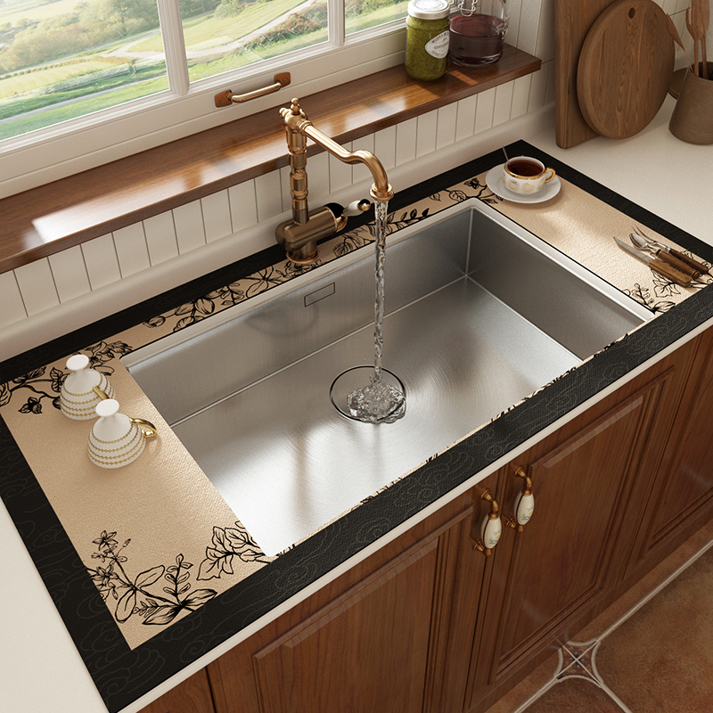 美式复古厨房台面沥水垫硅藻泥水槽垫可裁剪吸水垫洗手池水龙头垫