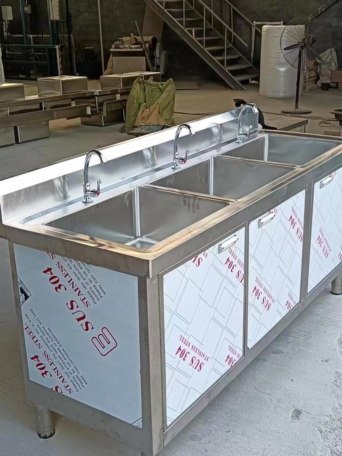 不锈钢水池柜洗碗池单双水池一体水槽柜商用304支持定制家用橱柜