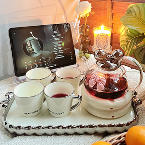 高颜值花茶壶套装英式花茶杯家用下午水果茶具玻璃耐高温蜡烛加热