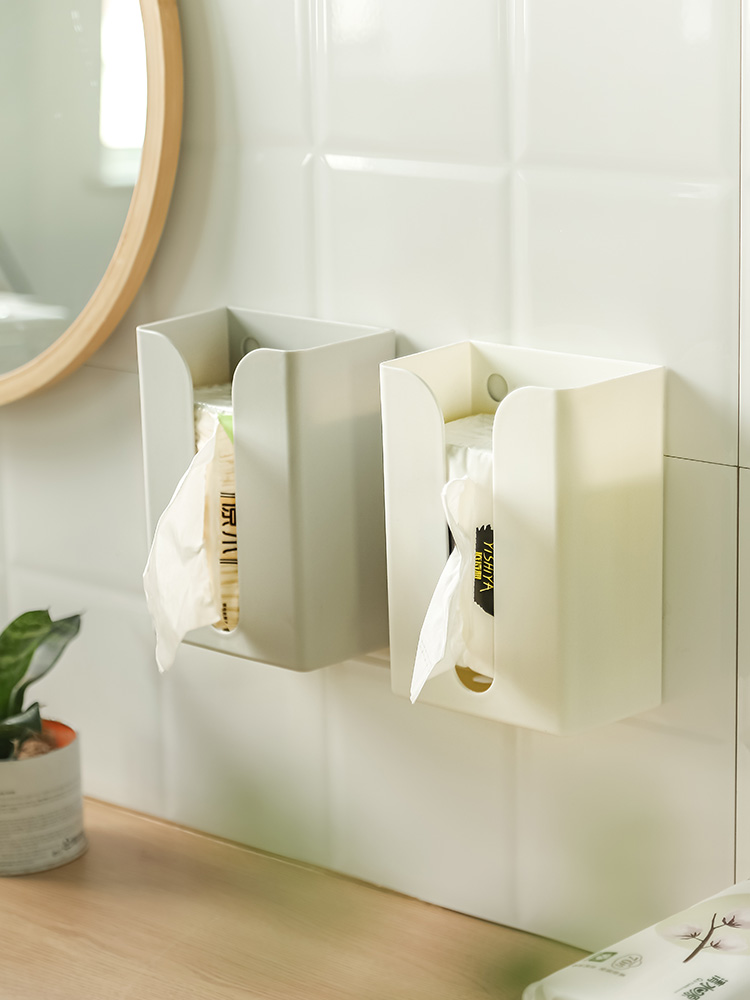 厨房创意墙上抽纸盒卫生间马桶旁壁挂手纸盒墙壁免打孔塑料纸巾盒