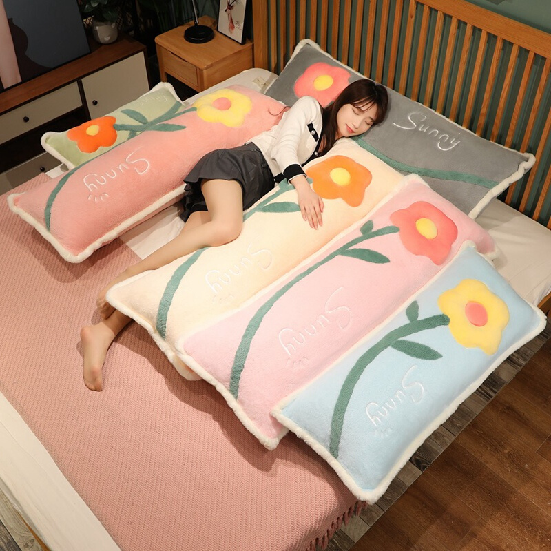 可爱花朵抱枕女生睡觉夹腿枕头床头靠垫卧室床上靠枕长条枕可拆洗