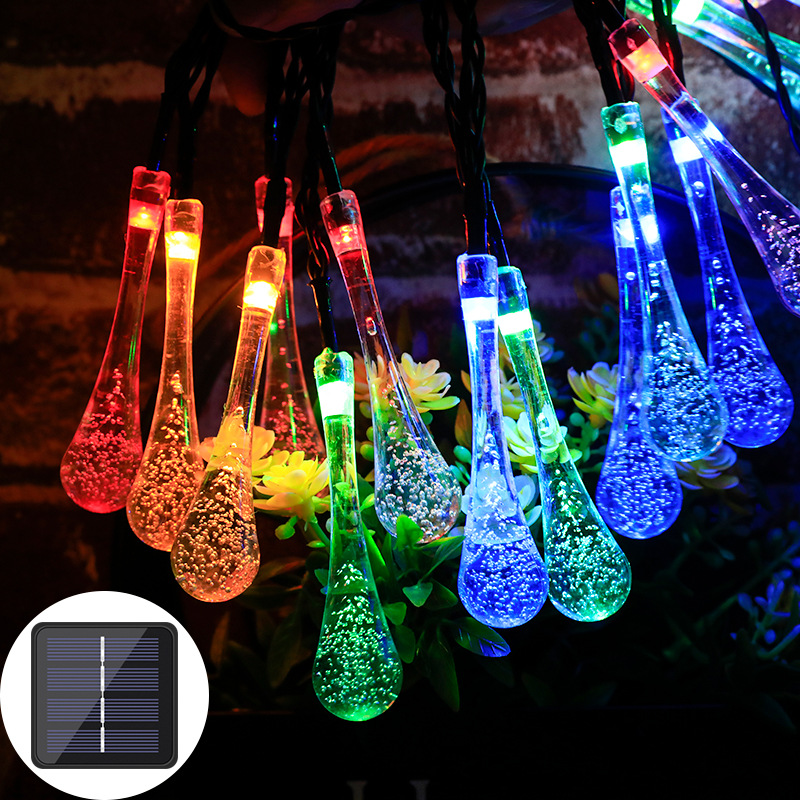 嘉贝沃LED太阳能水滴灯串户外防水装饰灯花园庭院装饰彩灯串
