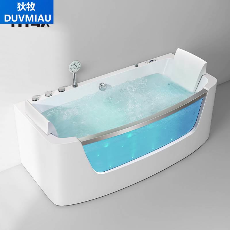 浴缸家用成人冲浪按摩三裙边浴池长方形玻璃浴缸1.6-1.7米818