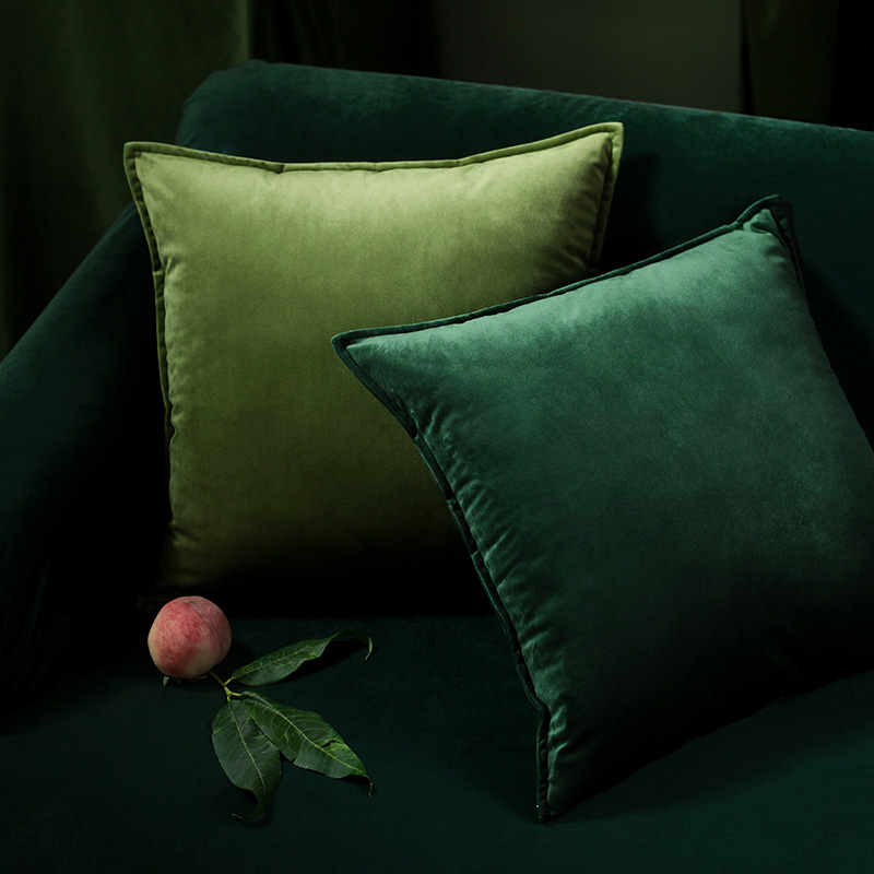 绿光森林纯色美式抱枕法式沙发客厅床头靠枕靠垫绿色系抱枕套