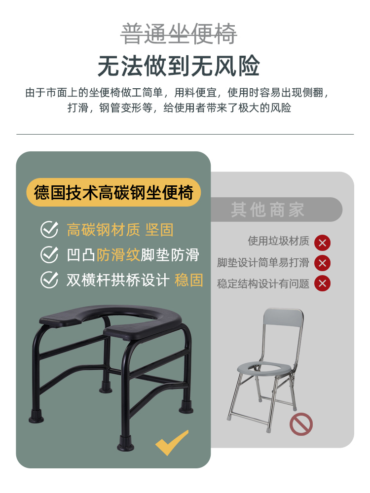 坐便椅孕妇上厕所辅助凳家用移动马桶老人卫生间蹲便改坐厕助便器