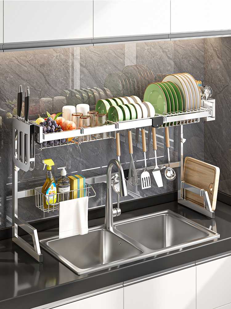 厨房水槽置物架不锈钢碗碟碗盘沥水架多功能洗碗槽台面收纳架子