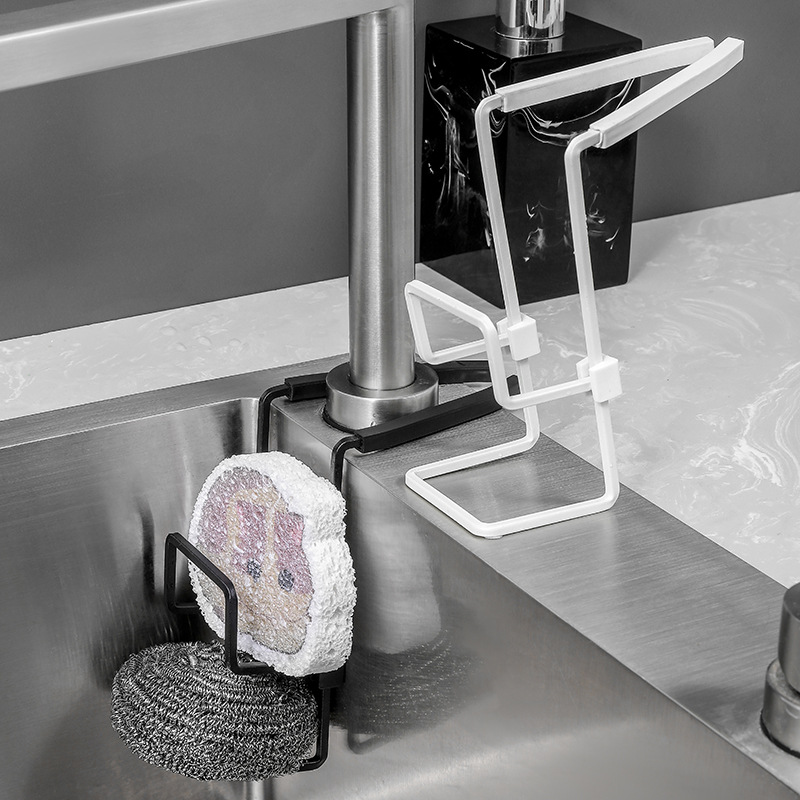 免打孔厨房水龙头沥水置物架水槽收纳架洗碗池海棉钢丝球即卡即用
