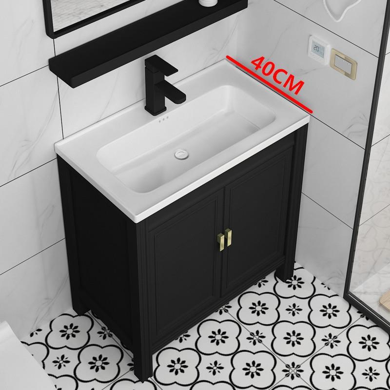 可定制黑浴室柜组合落地式卫生间洗手盆太空小户型铝洗漱台宽40CM
