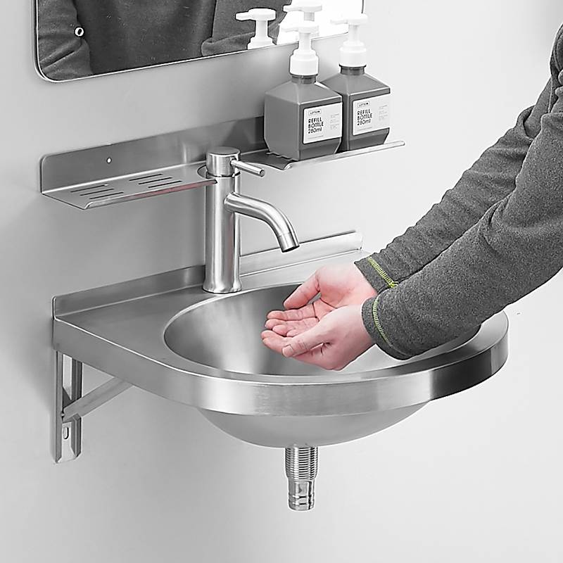 304不锈钢洗手池台盆单盆小户型家用卫生间洗脸盆阳台挂墙式面盆