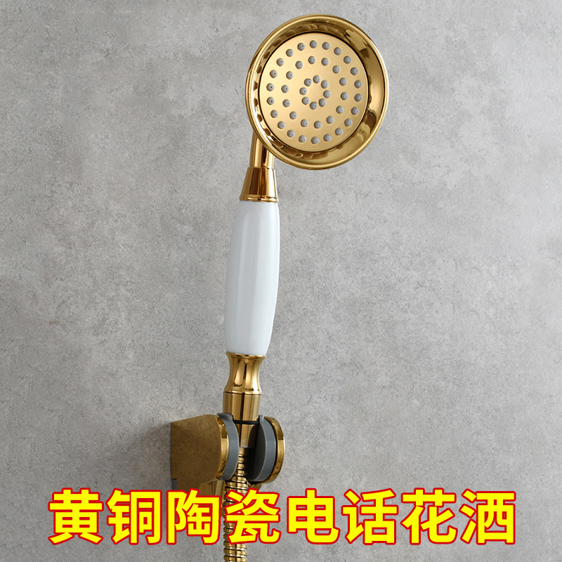 全铜陶瓷金色浴室淋浴花洒喷头大出水量粗大出水孔大水量不易堵塞