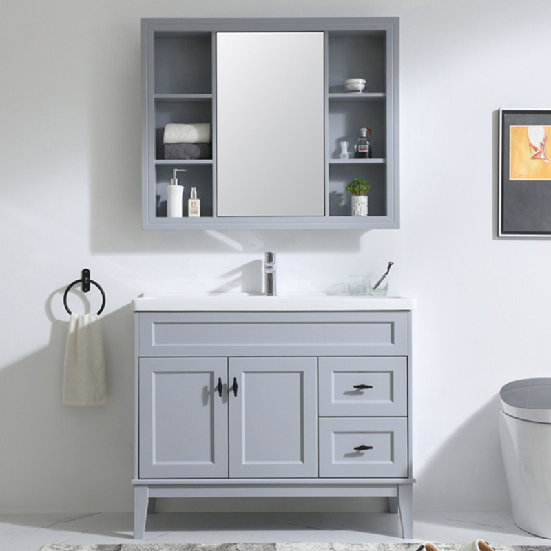 橡木浴室柜现代简约卫生间一体陶瓷盆洗手台美式洗脸盆柜组合Q901