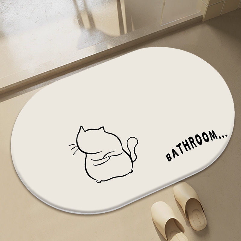 硅藻泥地垫卡通猫咪浴室卫生间门口吸水速干地毯防滑家用卫浴脚垫