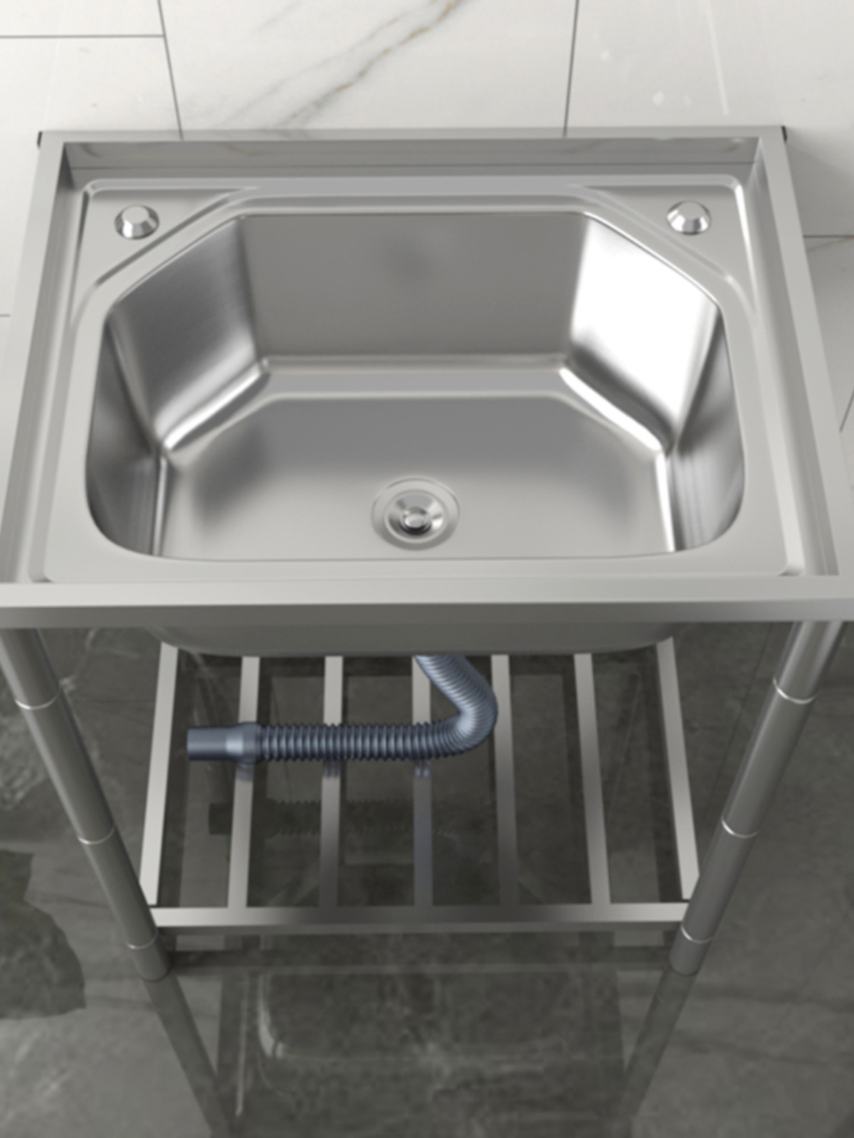 大号家用4水槽单槽30厨房加厚带支架一体不锈钢洗菜盆洗手盆双槽