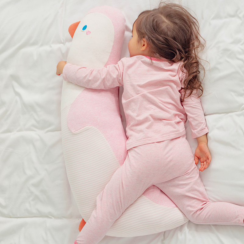 纯棉布娃娃长条企鹅玩偶睡觉抱枕女生床上夹腿公仔玩具可拆洗大号