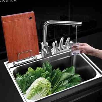 新品多功能 单槽变双槽 304不锈钢刀架小水槽厨房洗菜盆洗碗池