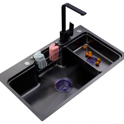 不锈钢洗菜盆纳米手工洗碗槽多功能日式厨房水槽大单槽台下盆水池