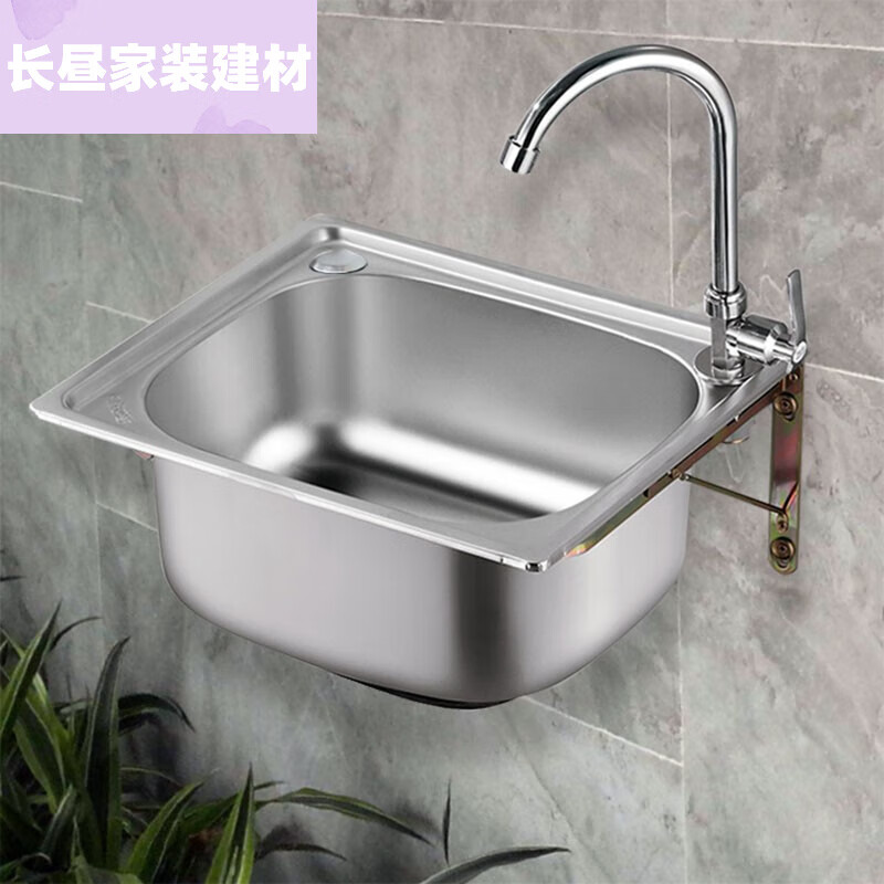 小单槽304不锈钢水槽厨房洗菜盆洗碗池洗手盆一体水盆套餐体水