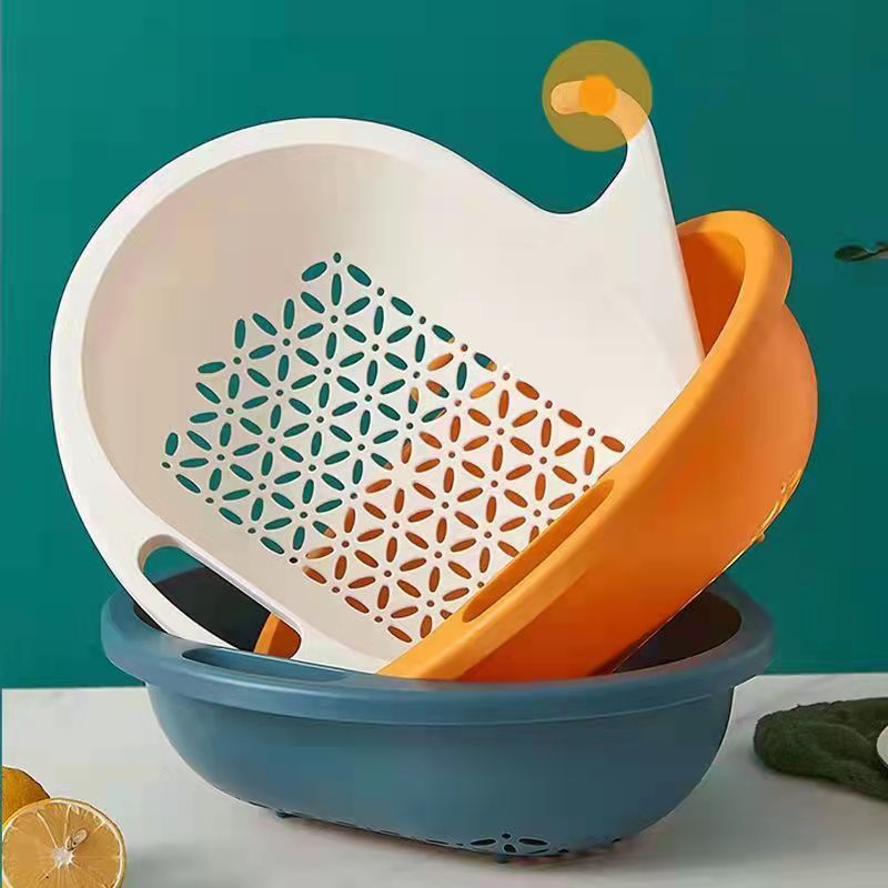 新款洗菜盆沥水篮水槽圆形塑料厨房洗水果盘客厅家用厨房收纳篮水