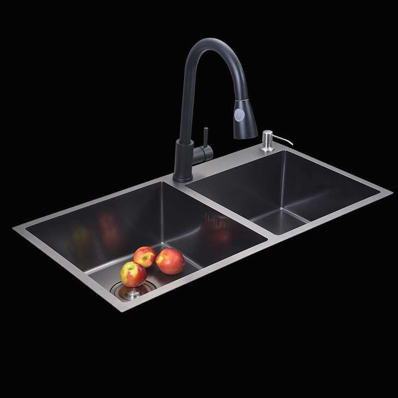 黑色纳米水槽双槽不锈钢手工洗碗池台下盆厨房淘洗菜盆单槽 纳米