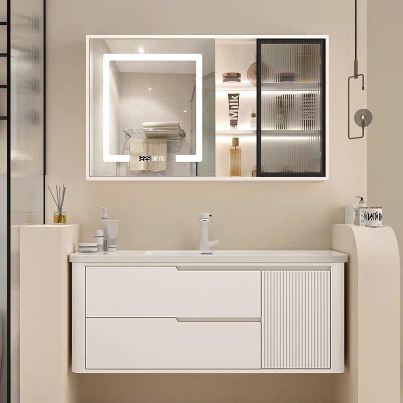 橡木烤漆陶瓷一体盆浴室柜组合现代简约智能卫生间洗手洗脸洗漱台