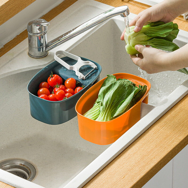 纳川马鞍式垃圾篮水池蔬菜沥水置物架收纳架 厨房水槽厨余沥水篮