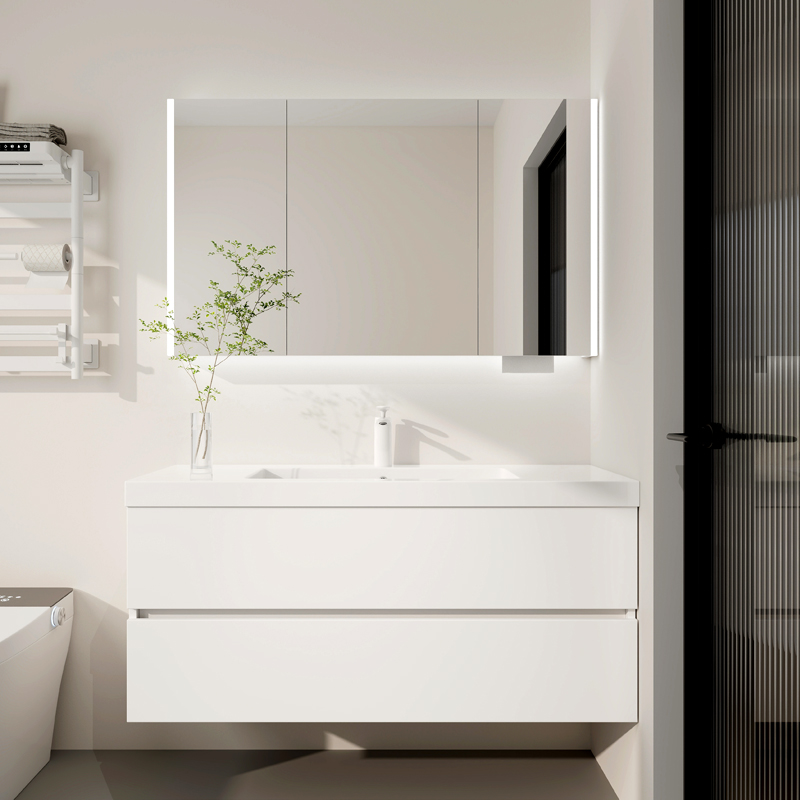 新品岩板无缝一体盆浴室柜可定制大尺寸现代简约洗漱台卫浴洗手台