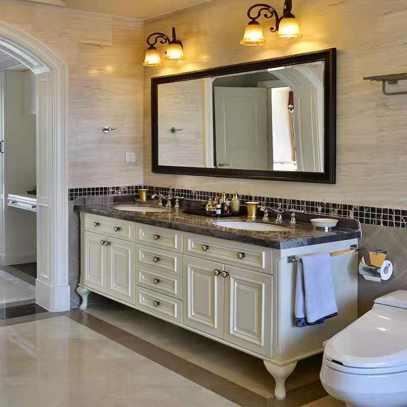 美式浴室柜组合橡木落地式洗脸洗手盆欧式双盆实木洗漱台卫浴柜